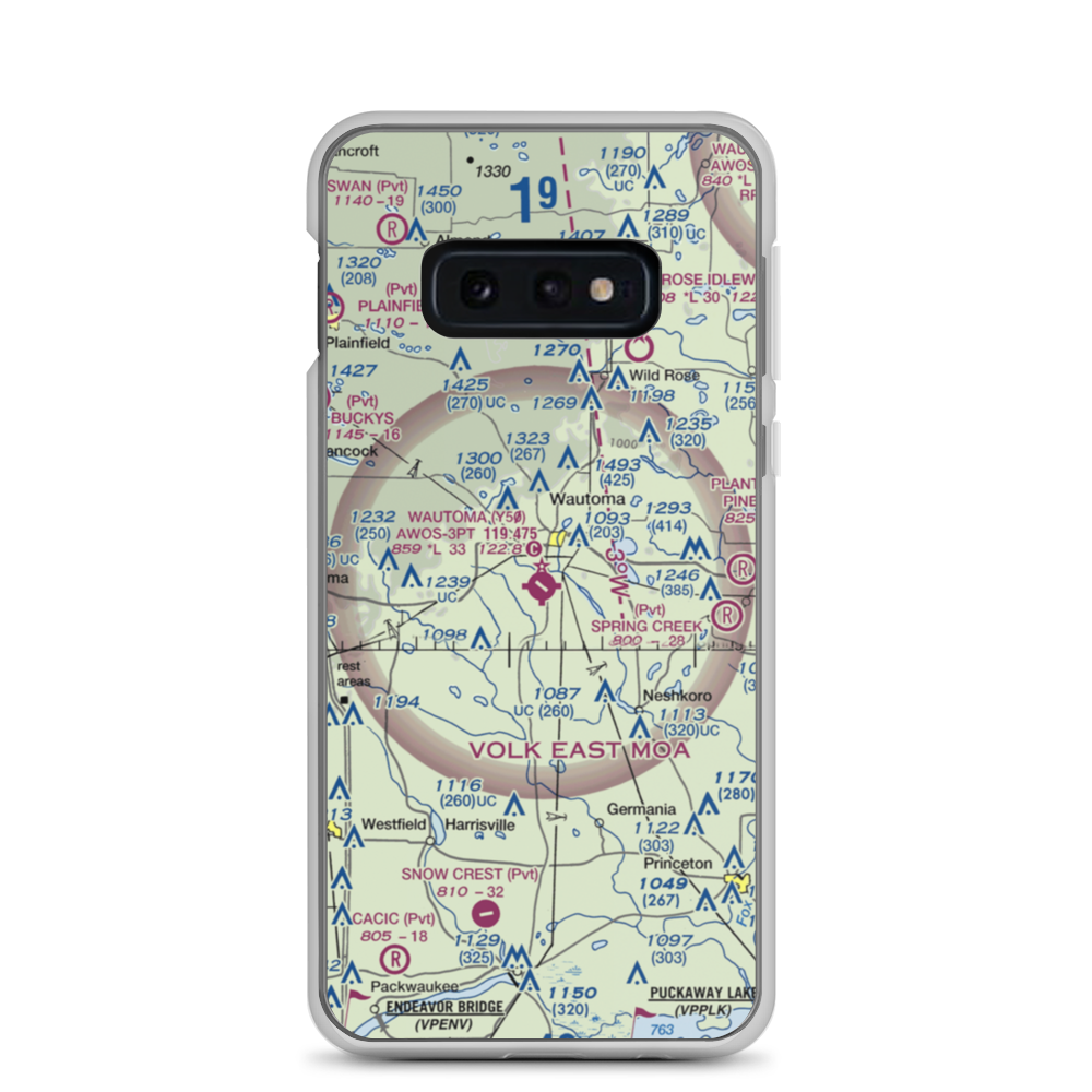 Wautoma Municipal Airport (Y50) VFR Sectional Samsung Case Samsung Galaxy S10e model shown