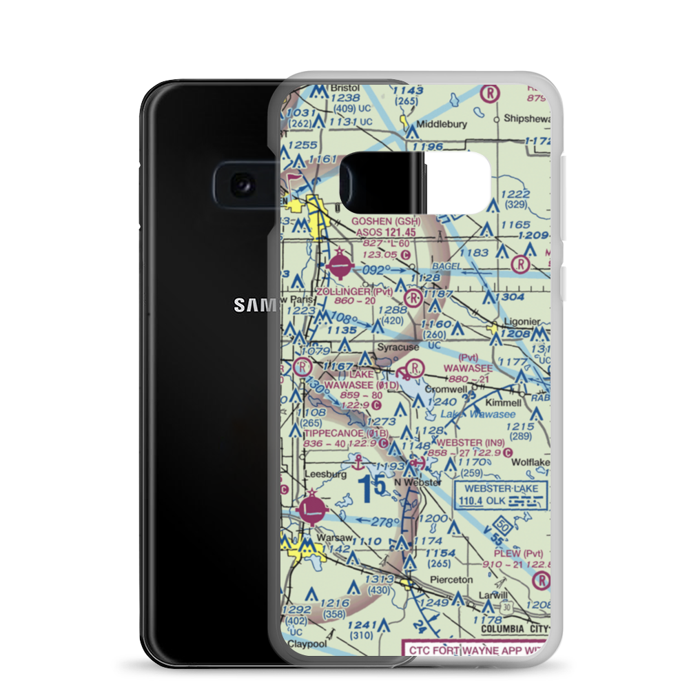 Wawasee Airport (4IN9) VFR Sectional Samsung Case Samsung Galaxy S10e model shown