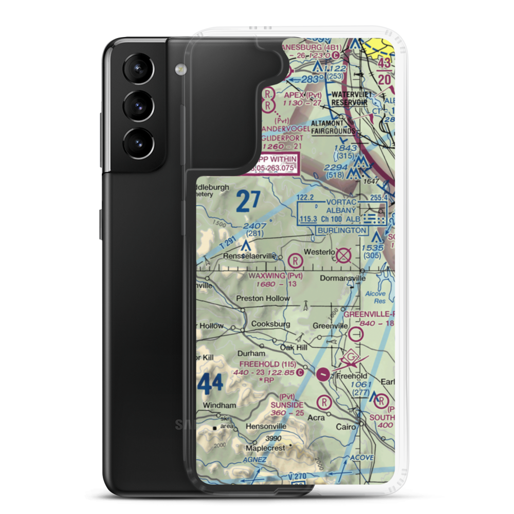 Waxwing Airport (NY86) VFR Sectional Samsung Case Samsung Galaxy S21 Plus model shown