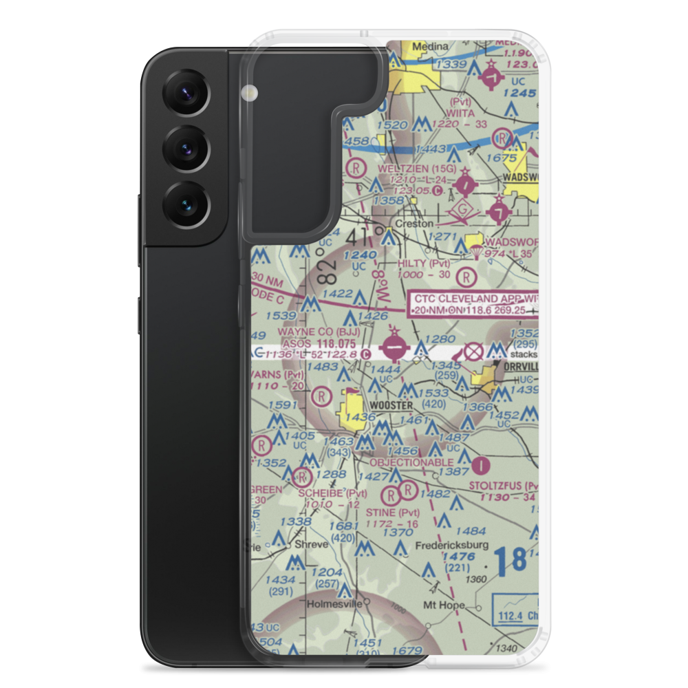 Wayne County Airport (BJJ) VFR Sectional Samsung Case Samsung Galaxy S22 Plus model shown