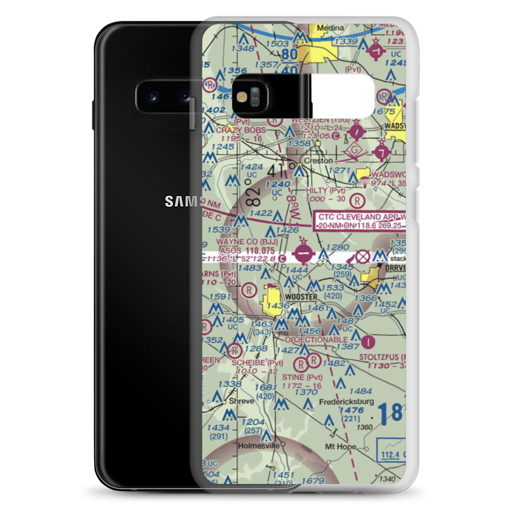 Wayne County Airport (BJJ) VFR Sectional Samsung Case Samsung Galaxy S10+ model shown