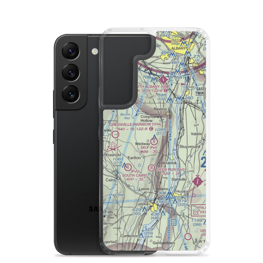 Wayne Delp Airport (33NY) VFR Sectional Samsung Case Samsung Galaxy S22 model shown
