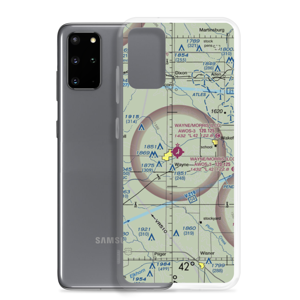 Wayne Municipal Airport (LCG) VFR Sectional Samsung Case Samsung Galaxy S20 Plus model shown