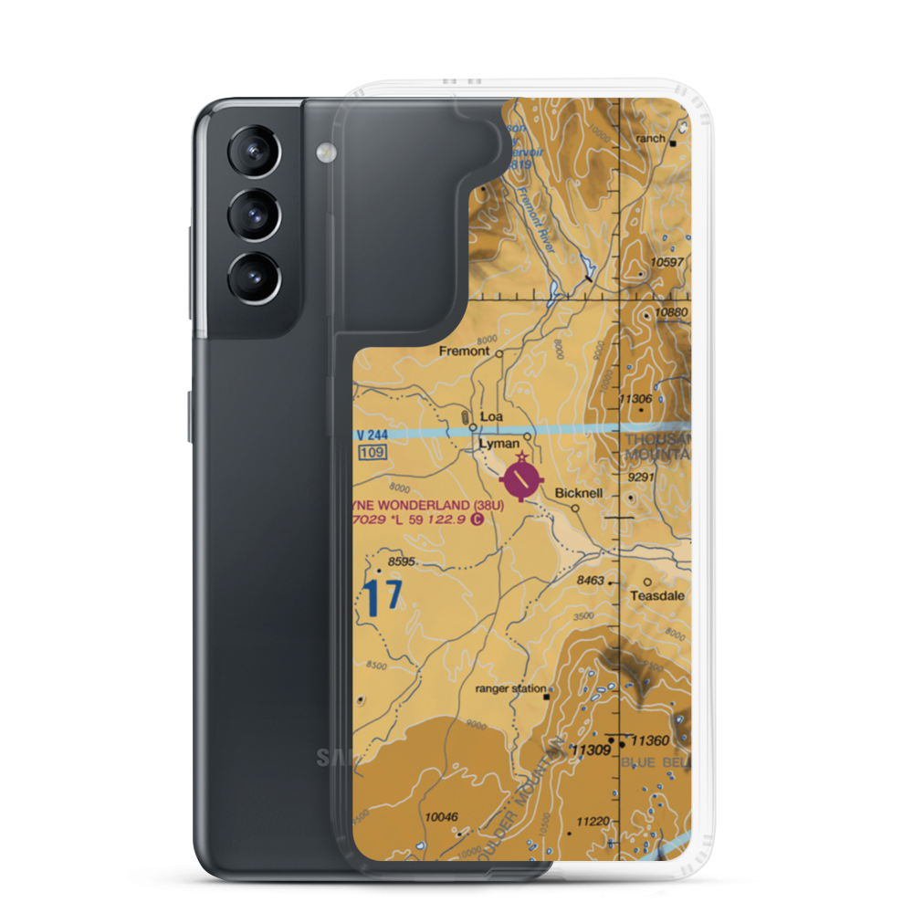 Wayne Wonderland Airport (38U) VFR Sectional Samsung Case Samsung Galaxy S21 model shown