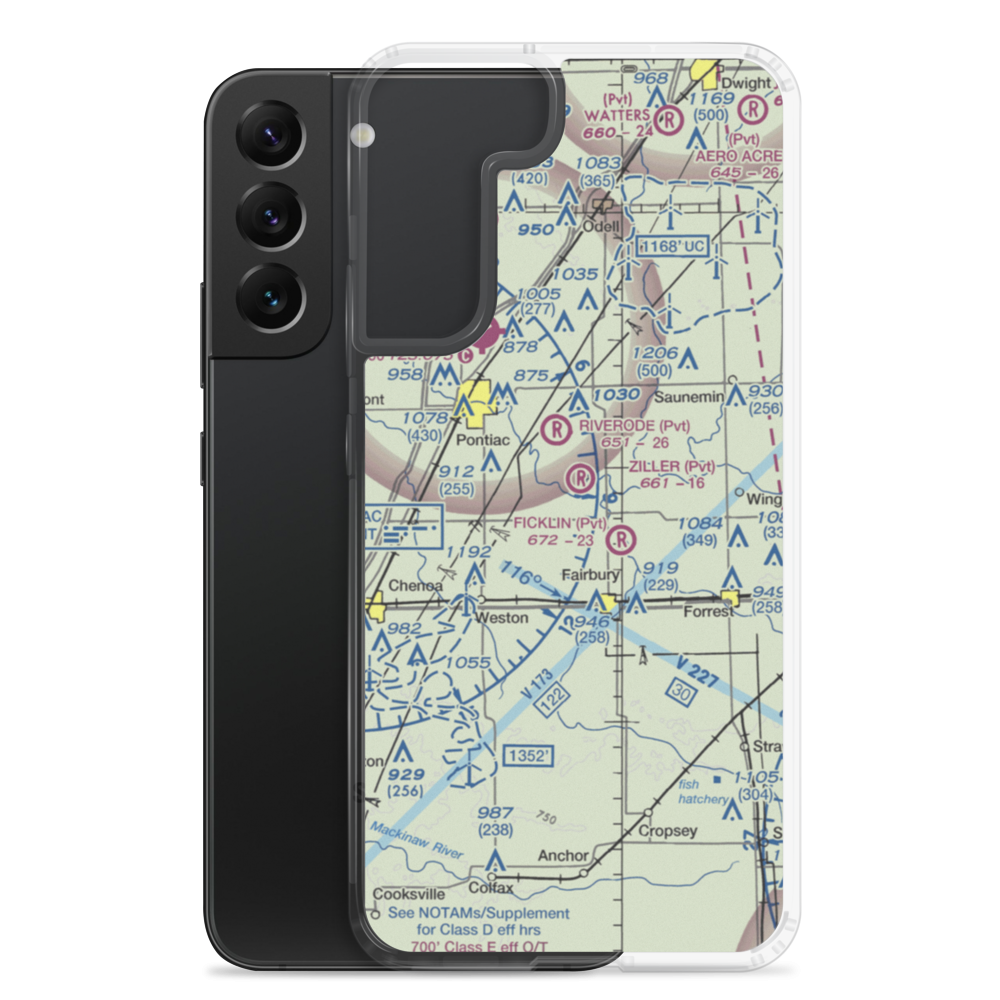Wayne Ziller Jr Airport (4IL2) VFR Sectional Samsung Case Samsung Galaxy S22 Plus model shown