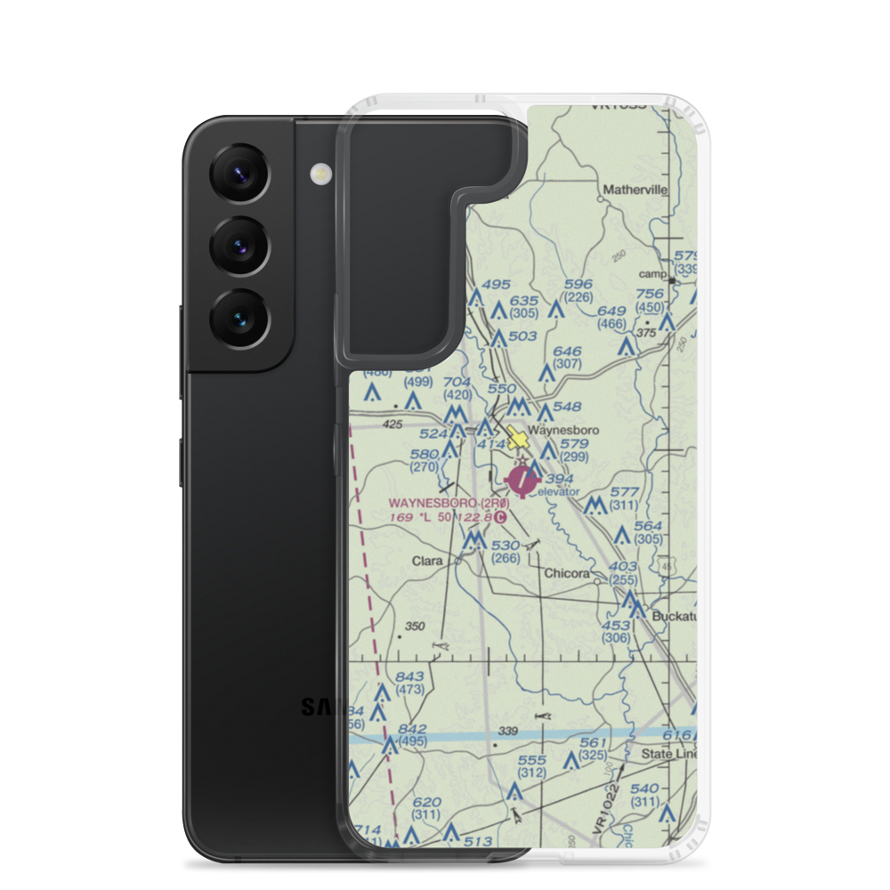 Waynesboro Municipal Airport (2R0) VFR Sectional Samsung Case Samsung Galaxy S22 model shown