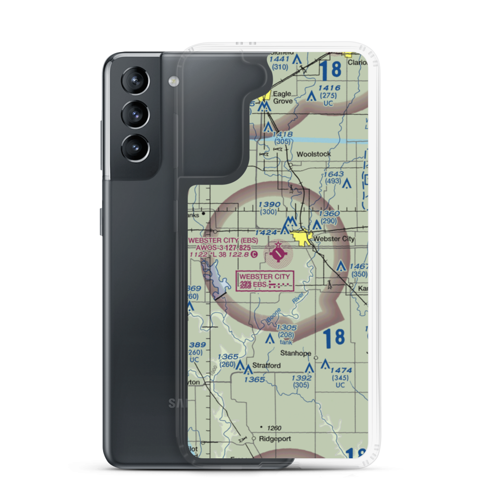 Webster City Municipal Airport (EBS) VFR Sectional Samsung Case Samsung Galaxy S21 model shown