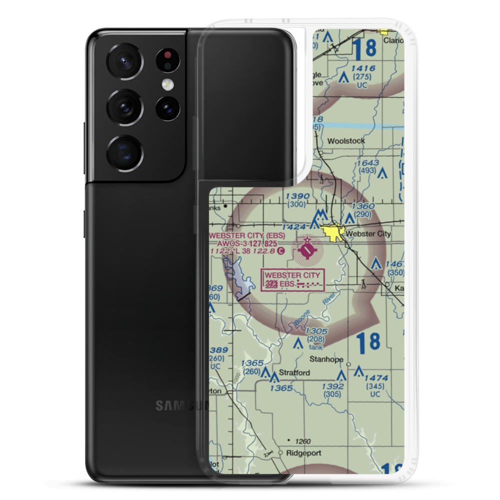 Webster City Municipal Airport (EBS) VFR Sectional Samsung Case Samsung Galaxy S21 Ultra model shown