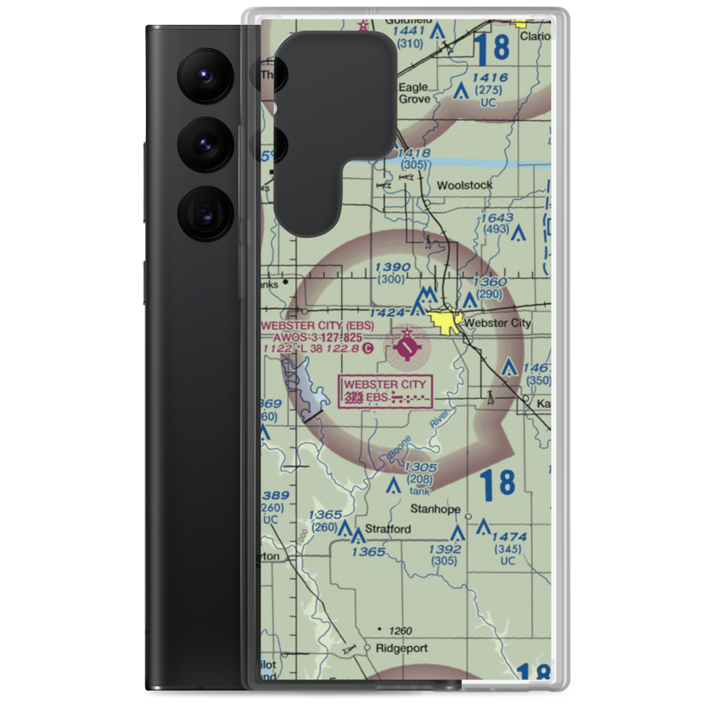 Webster City Municipal Airport (EBS) VFR Sectional Samsung Case Samsung Galaxy S22 Ultra model shown