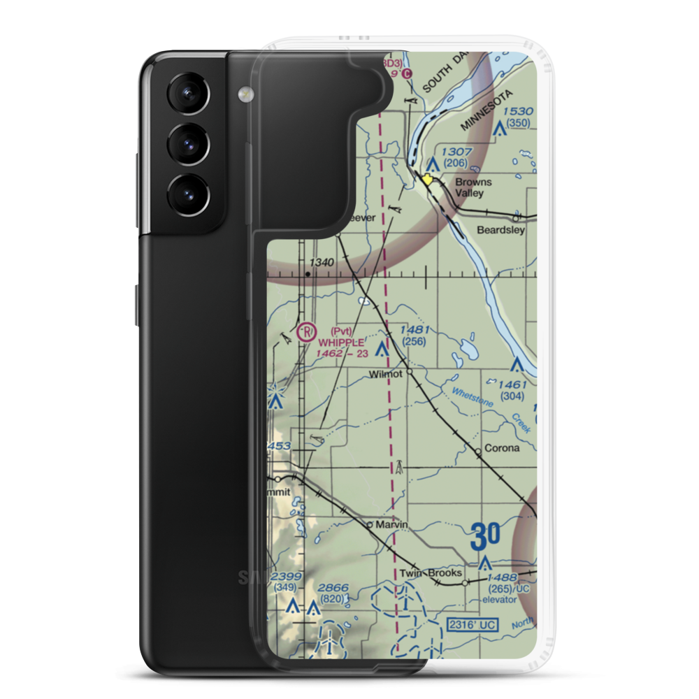 Webster-Eneboe Airstrip (SD82) VFR Sectional Samsung Case Samsung Galaxy S21 Plus model shown