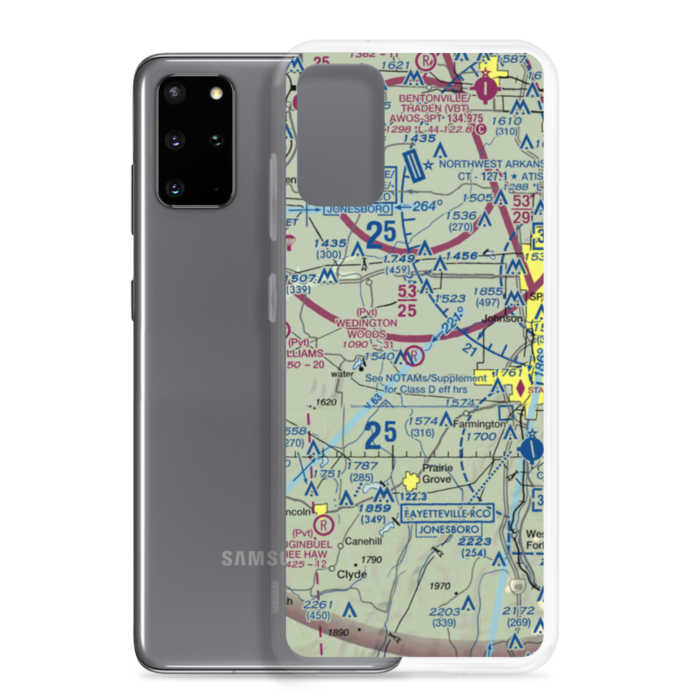 Wedington Woods Airport (67AR) VFR Sectional Samsung Case Samsung Galaxy S20 Plus model shown