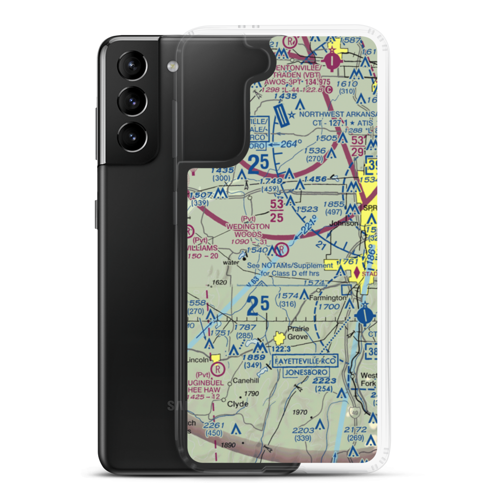 Wedington Woods Airport (67AR) VFR Sectional Samsung Case Samsung Galaxy S21 Plus model shown