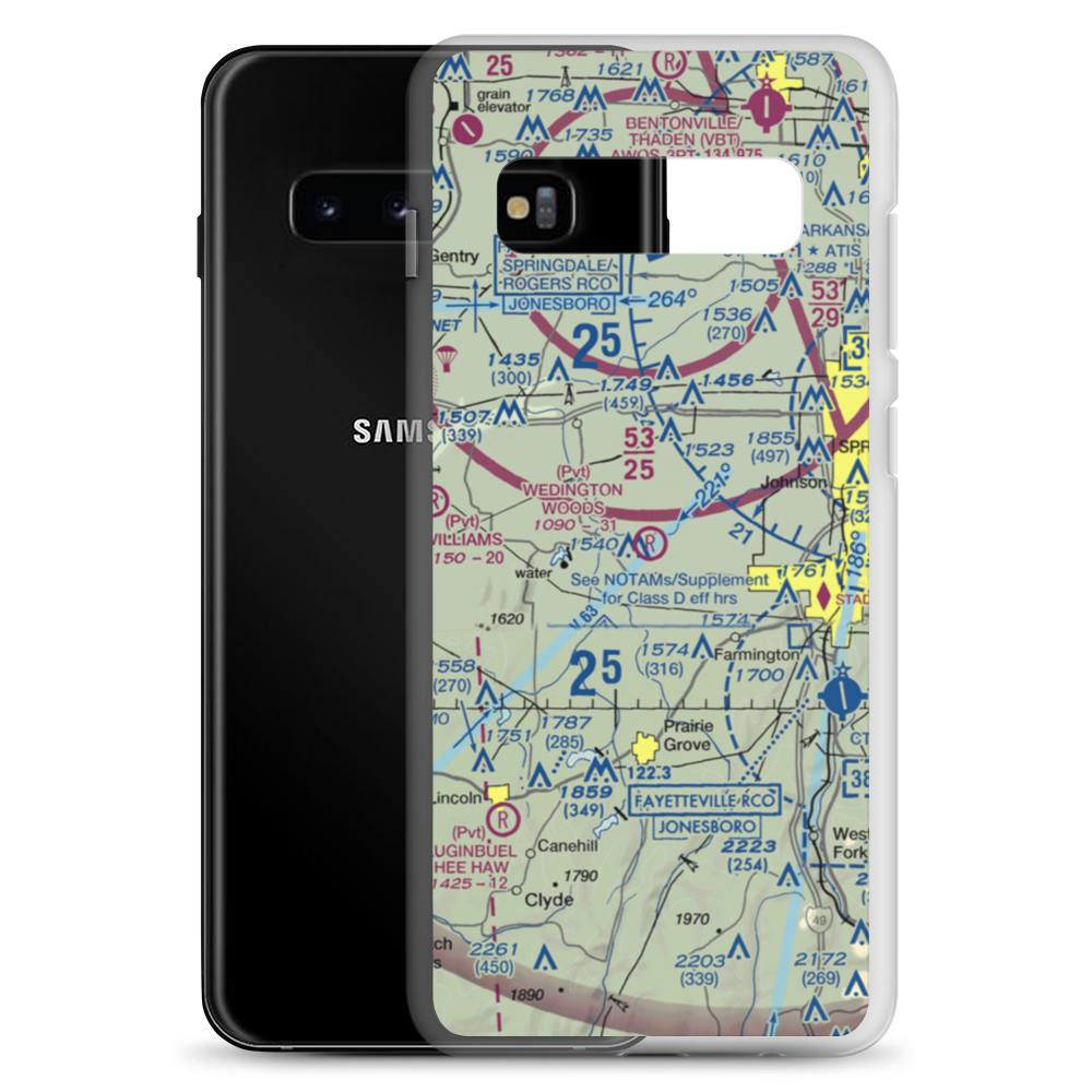 Wedington Woods Airport (67AR) VFR Sectional Samsung Case Samsung Galaxy S10+ model shown