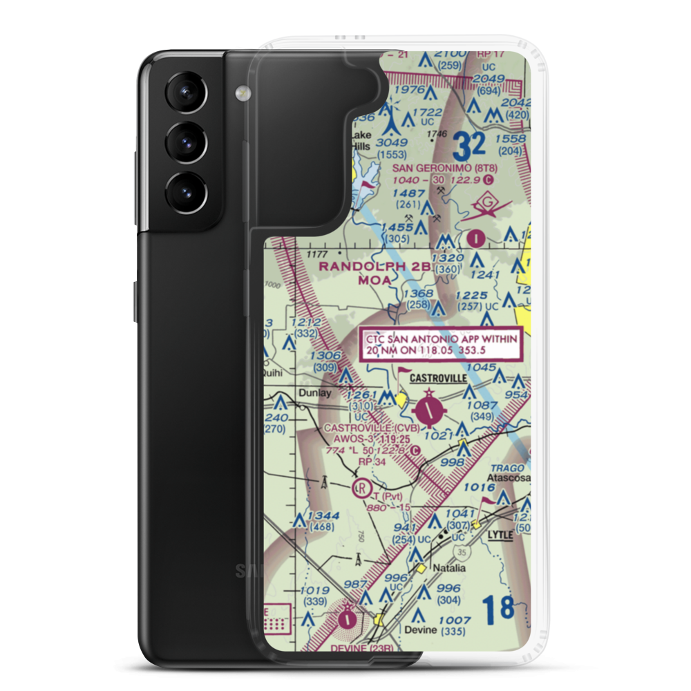 Weiblen Airport (TE13) VFR Sectional Samsung Case Samsung Galaxy S21 Plus model shown