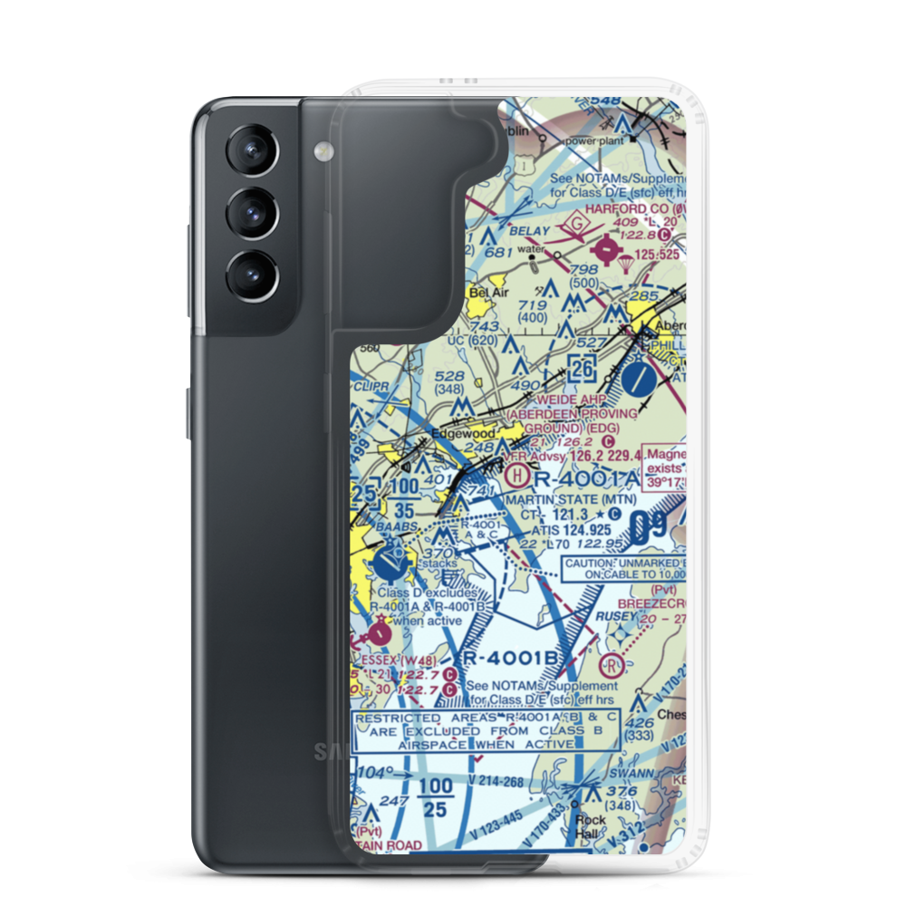 Weide Ahp (Aberdeen Proving Ground) Heliport (EDG) VFR Sectional Samsung Case Samsung Galaxy S21 model shown
