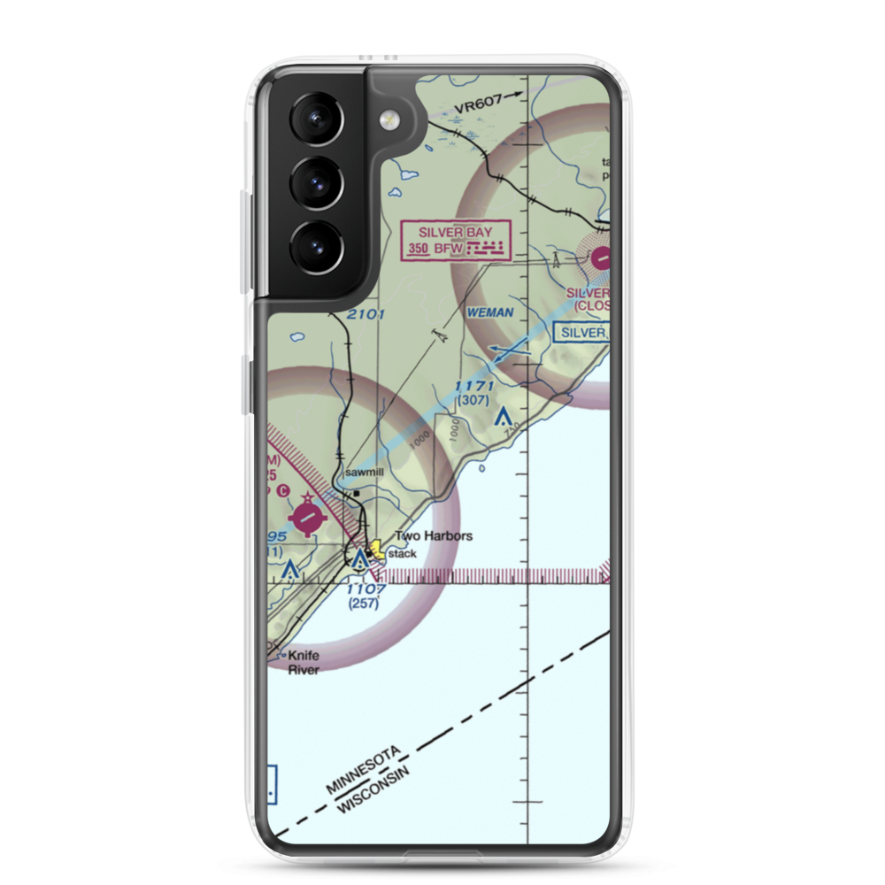 Weideman International Airport (63MN) VFR Sectional Samsung Case Samsung Galaxy S21 Plus model shown