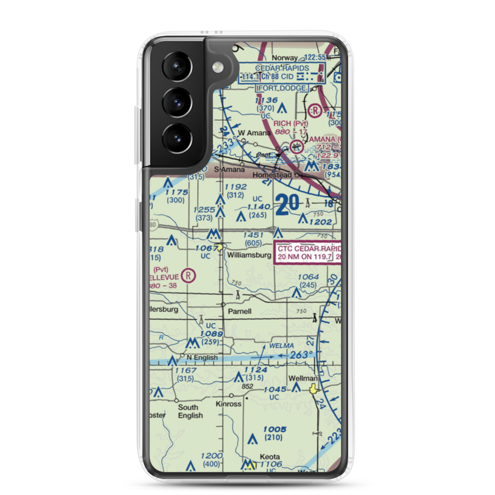 Weiss Airport (4IA8) VFR Sectional Samsung Case Samsung Galaxy S21 Plus model shown
