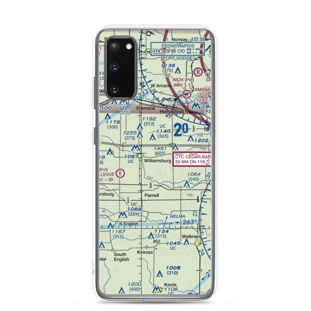 Weiss Airport (4IA8) VFR Sectional Samsung Case Samsung Galaxy S20 model shown