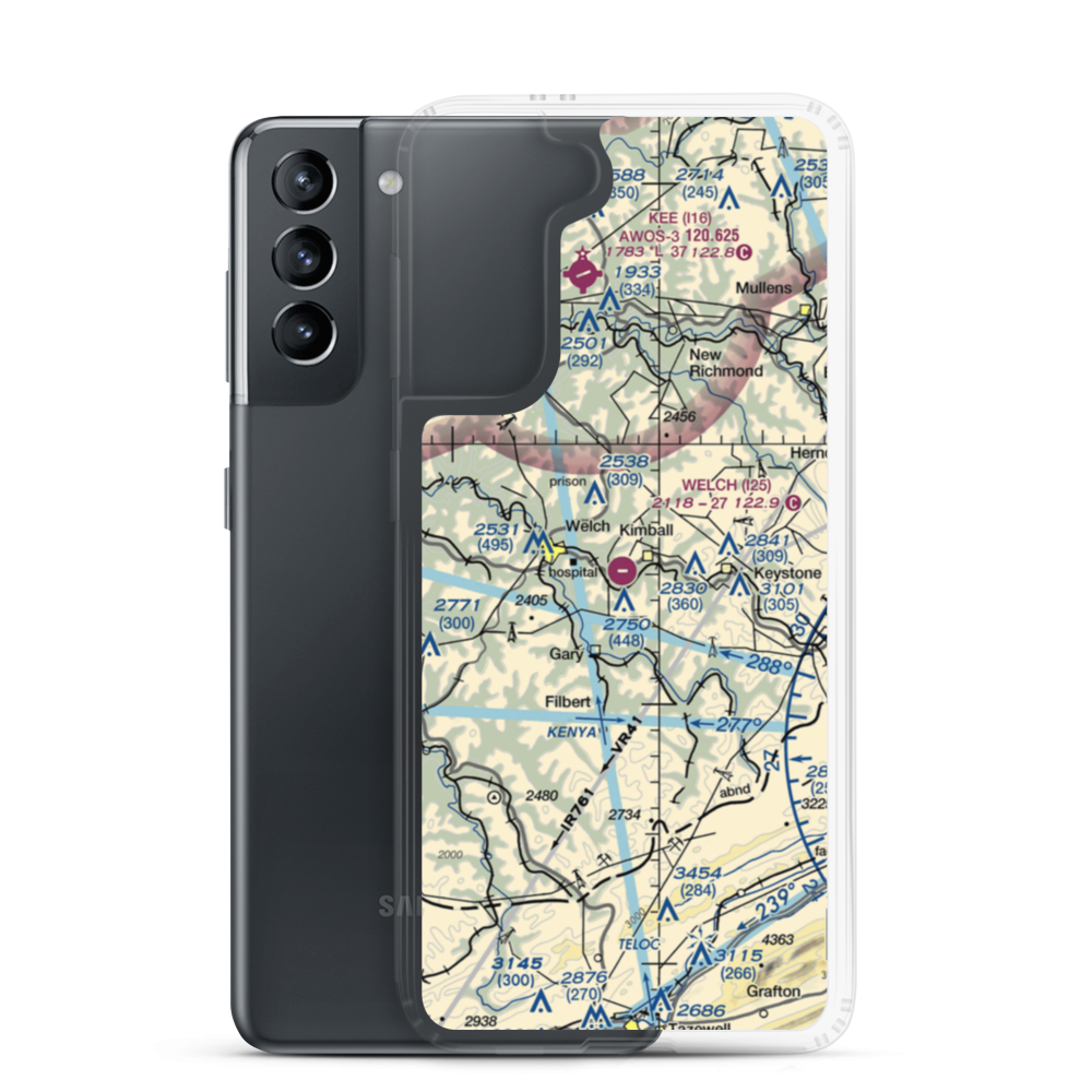 Welch Municipal Airport (I25) VFR Sectional Samsung Case Samsung Galaxy S21 model shown