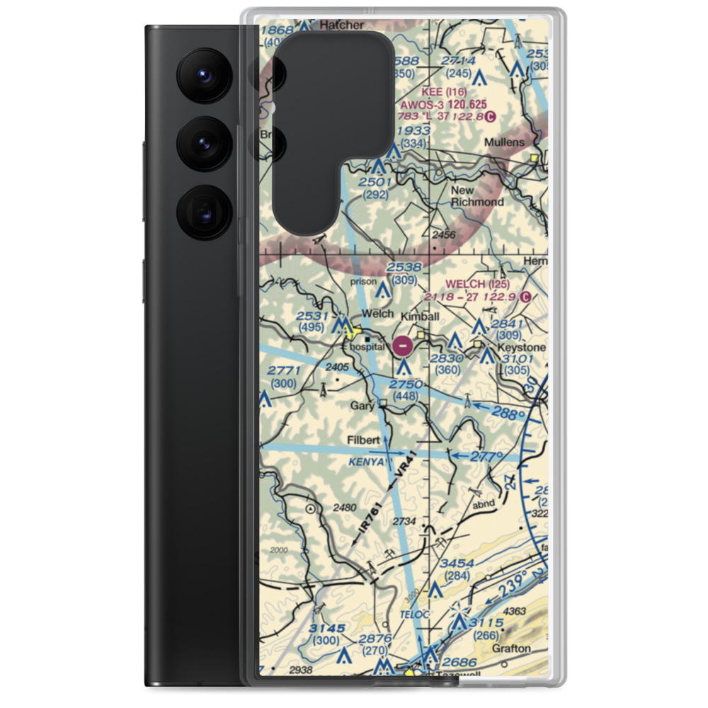 Welch Municipal Airport (I25) VFR Sectional Samsung Case Samsung Galaxy S22 Ultra model shown