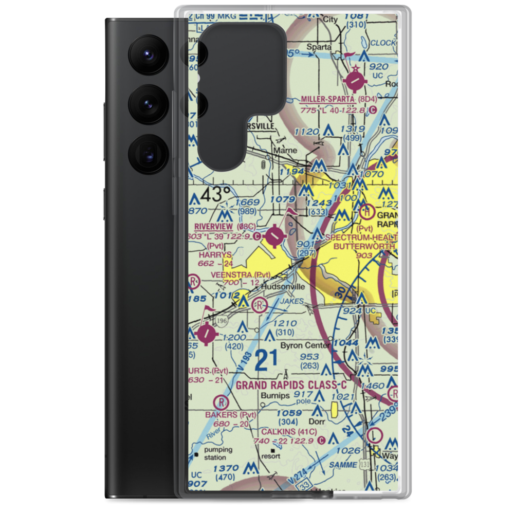Weller Airport (MI78) VFR Sectional Samsung Case Samsung Galaxy S22 Ultra model shown