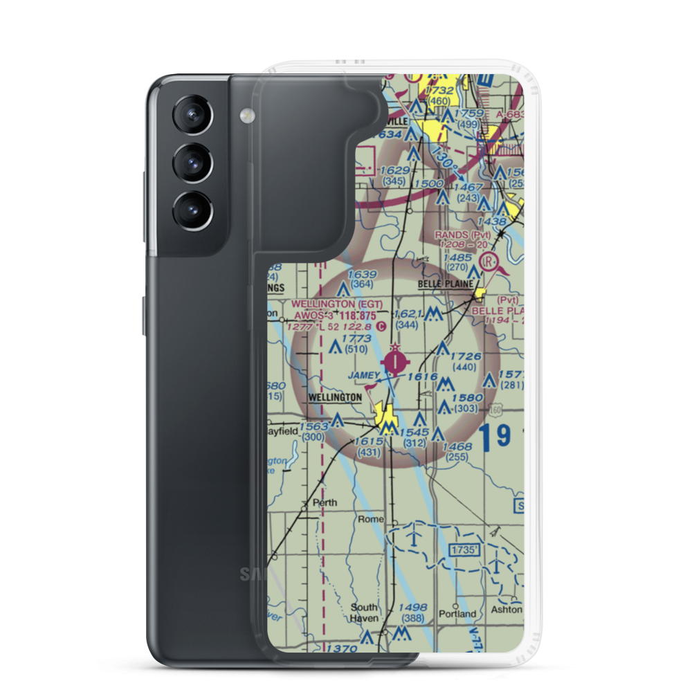 Wellington Municipal Airport (EGT) VFR Sectional Samsung Case Samsung Galaxy S21 model shown