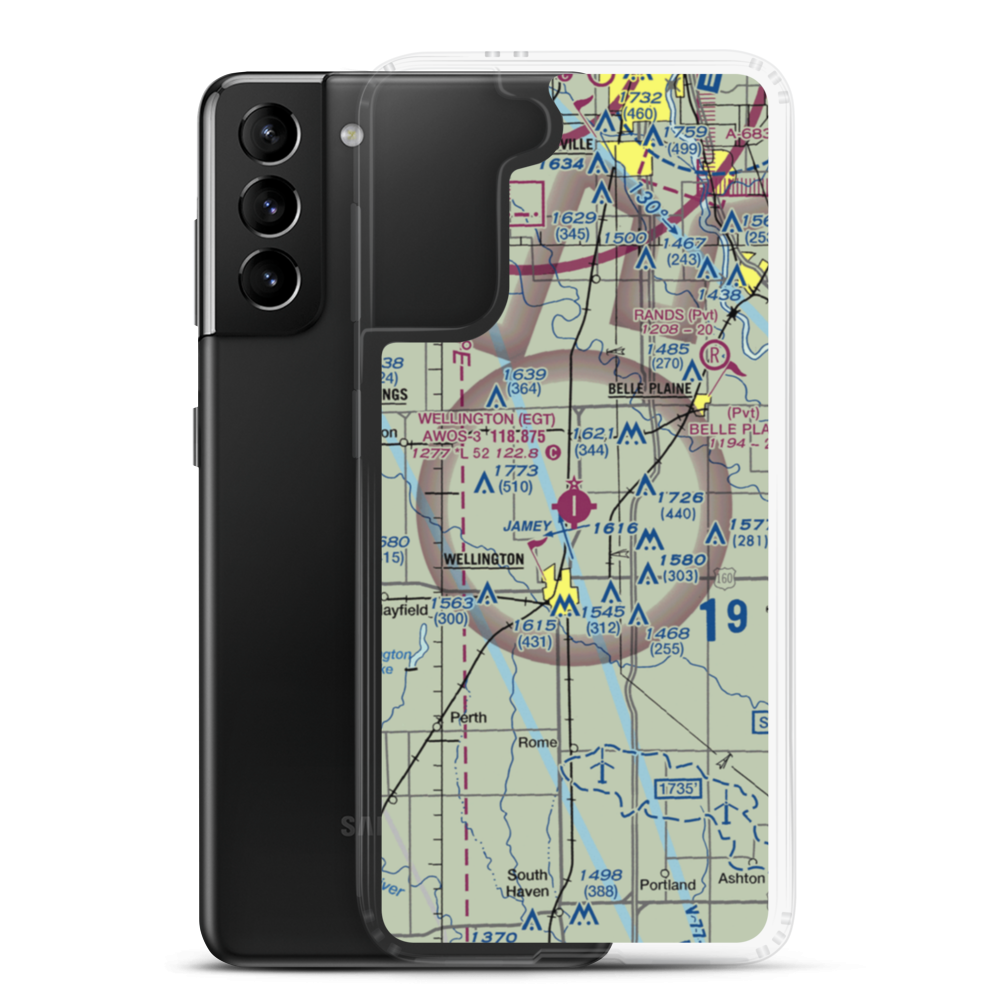 Wellington Municipal Airport (EGT) VFR Sectional Samsung Case Samsung Galaxy S21 Plus model shown