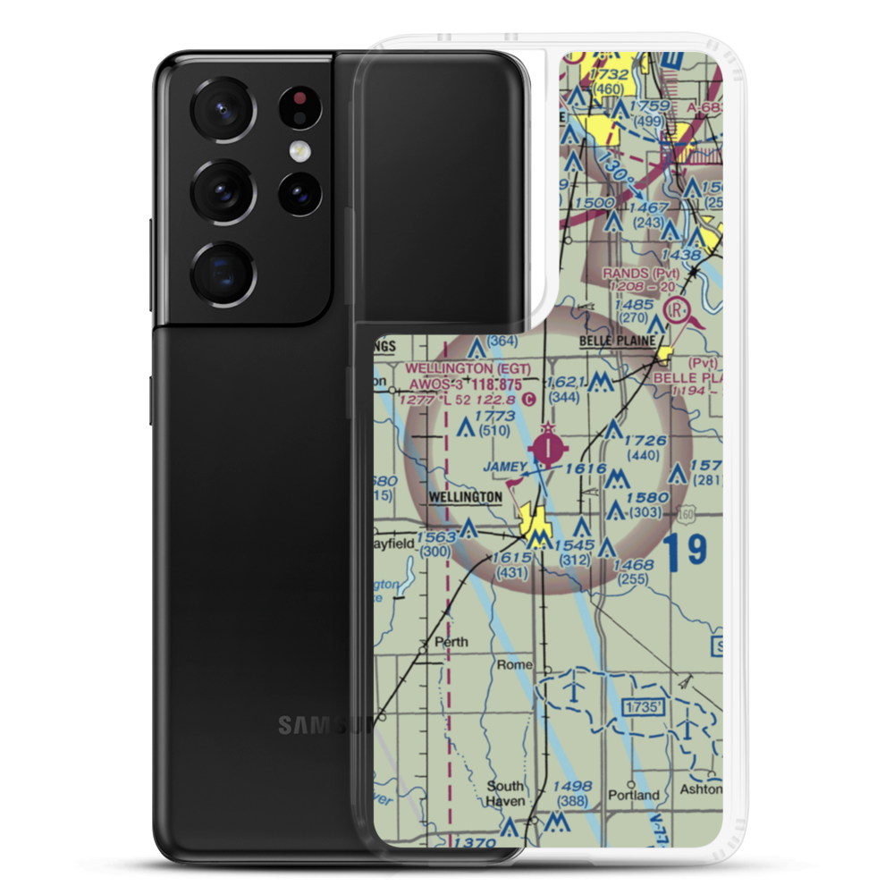 Wellington Municipal Airport (EGT) VFR Sectional Samsung Case Samsung Galaxy S21 Ultra model shown
