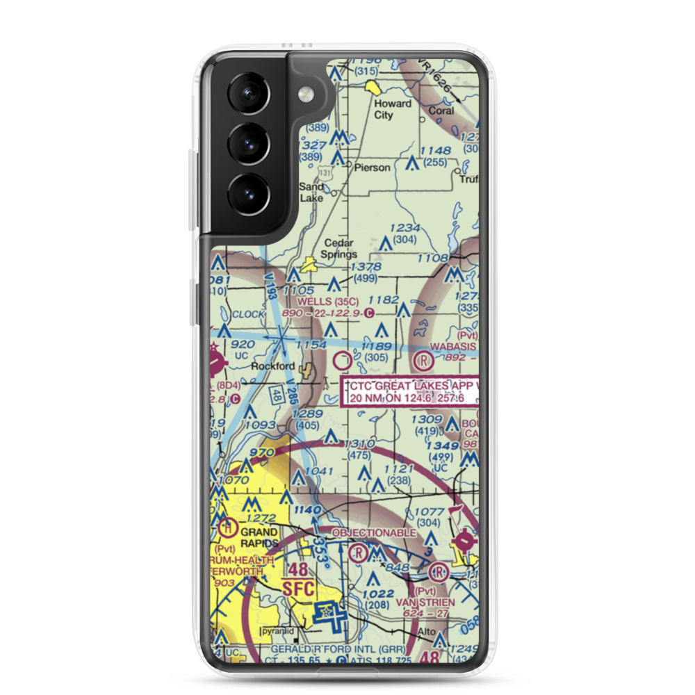 Wells Airport (35C) VFR Sectional Samsung Case Samsung Galaxy S21 Plus model shown