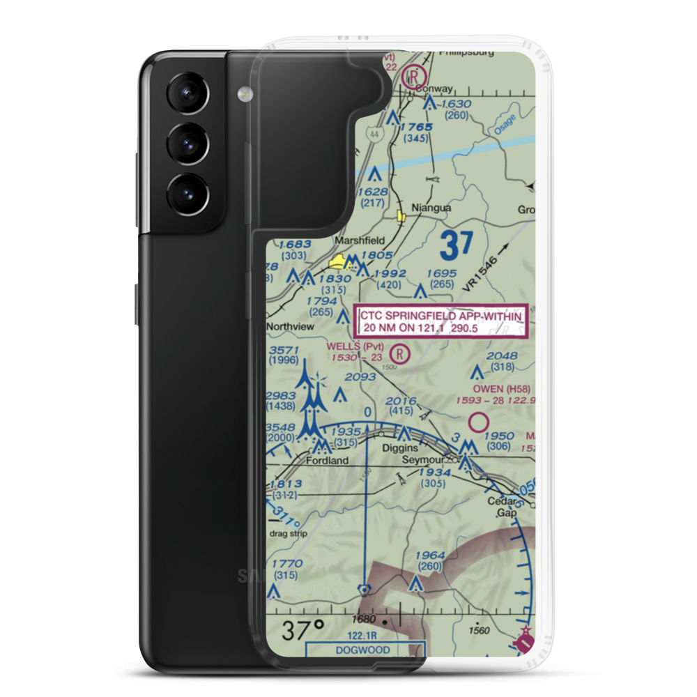 Wells Airport (MO85) VFR Sectional Samsung Case Samsung Galaxy S21 Plus model shown