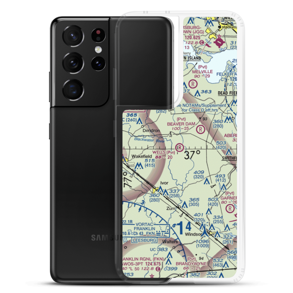 Wells Airport (VA56) VFR Sectional Samsung Case Samsung Galaxy S21 Ultra model shown