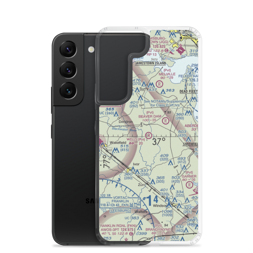 Wells Airport (VA56) VFR Sectional Samsung Case Samsung Galaxy S22 model shown