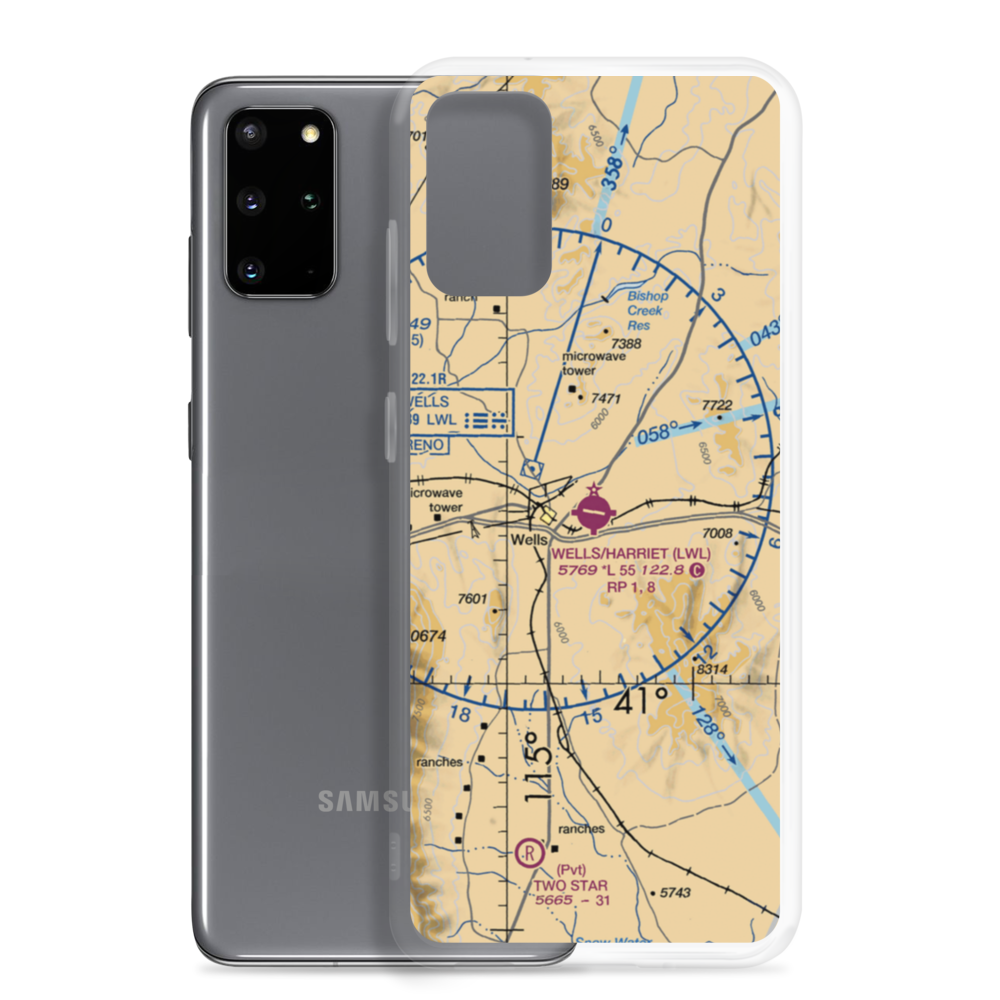 Wells Municipal Airport/Harriet Field (LWL) VFR Sectional Samsung Case Samsung Galaxy S20 Plus model shown