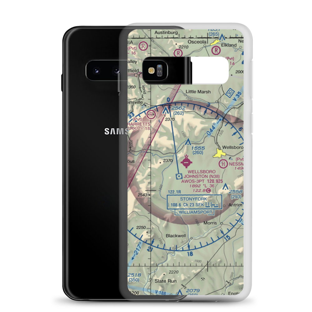 Wellsboro Johnston Airport (N38) VFR Sectional Samsung Case Samsung Galaxy S10 model shown