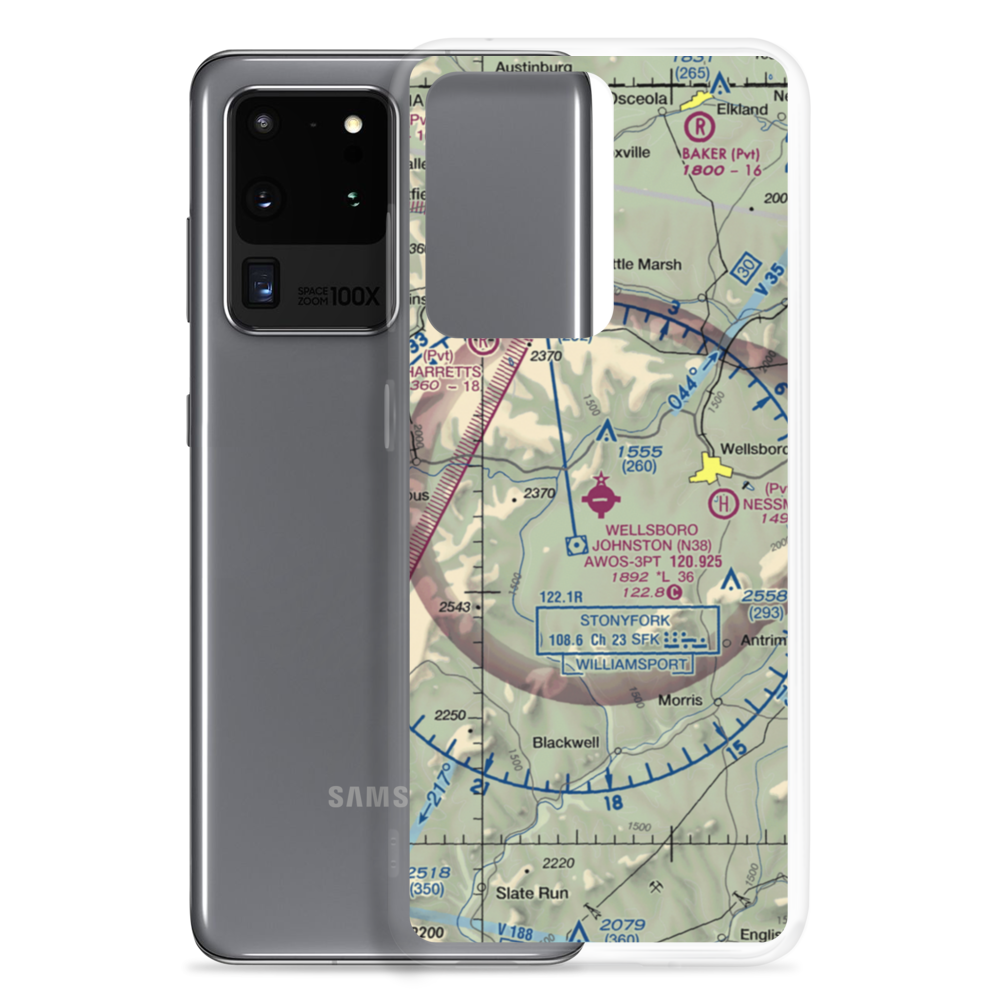 Wellsboro Johnston Airport (N38) VFR Sectional Samsung Case Samsung Galaxy S20 Ultra model shown