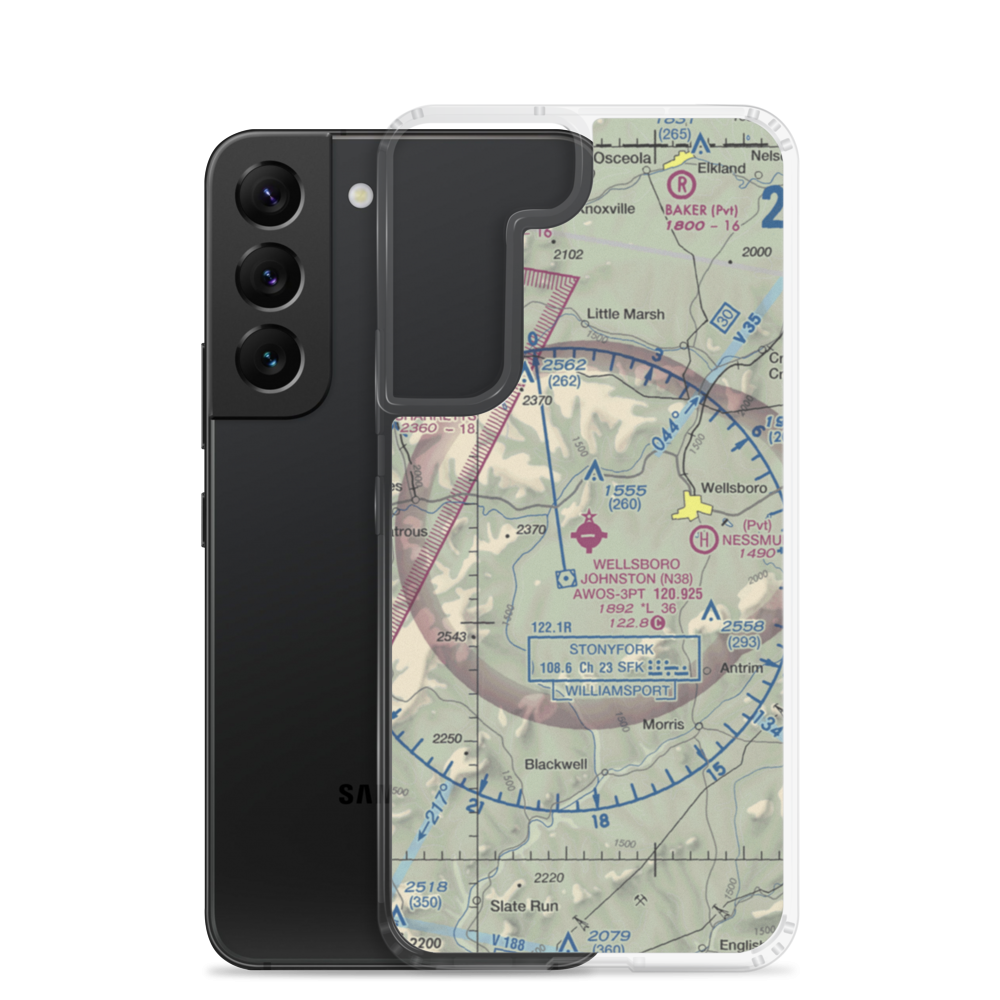 Wellsboro Johnston Airport (N38) VFR Sectional Samsung Case Samsung Galaxy S22 model shown