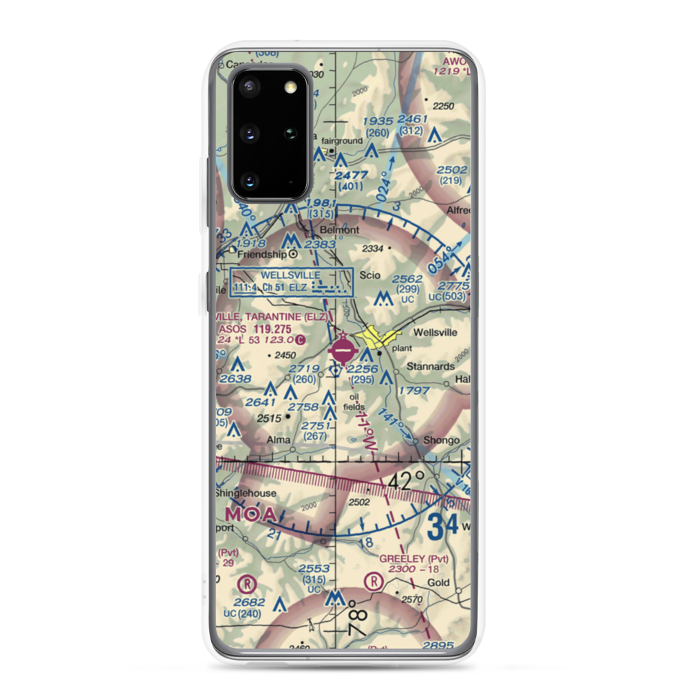 Wellsville Municipal Arpt,Tarantine Field (ELZ) VFR Sectional Samsung Case Samsung Galaxy S20 Plus model shown