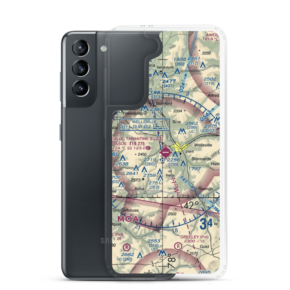 Wellsville Municipal Arpt,Tarantine Field (ELZ) VFR Sectional Samsung Case Samsung Galaxy S21 model shown