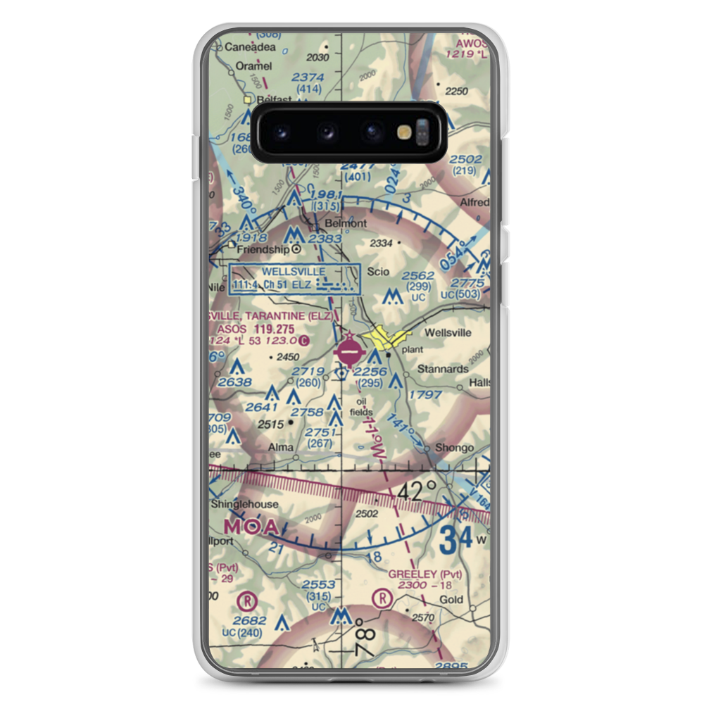 Wellsville Municipal Arpt,Tarantine Field (ELZ) VFR Sectional Samsung Case Samsung Galaxy S10+ model shown