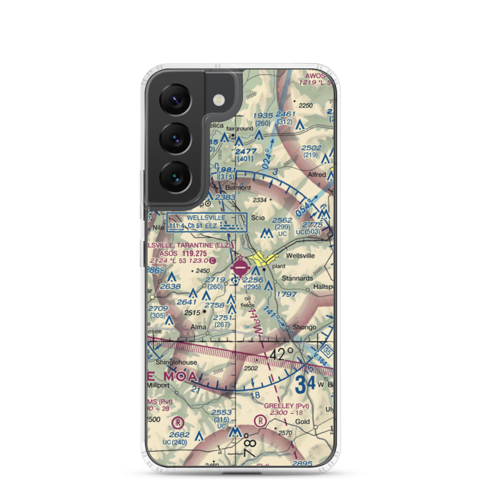 Wellsville Municipal Arpt,Tarantine Field (ELZ) VFR Sectional Samsung Case Samsung Galaxy S22 model shown