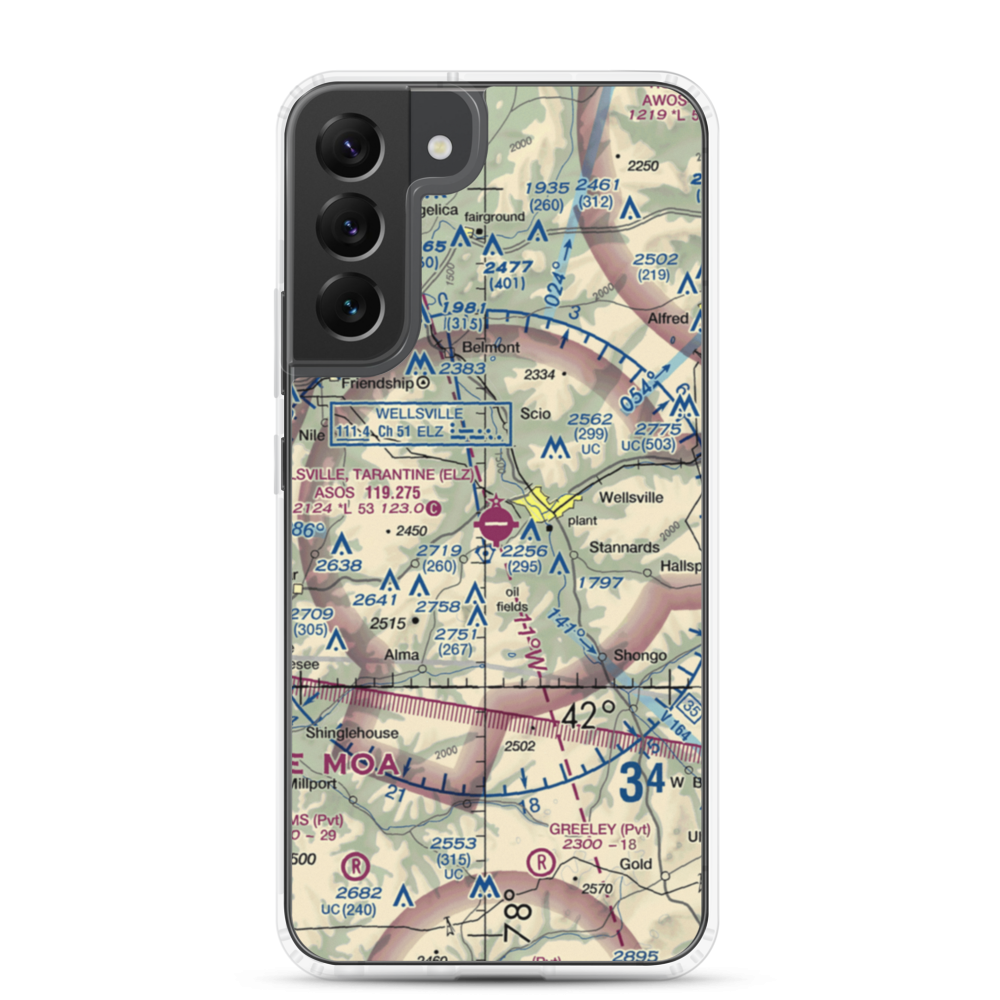 Wellsville Municipal Arpt,Tarantine Field (ELZ) VFR Sectional Samsung Case Samsung Galaxy S22 Plus model shown