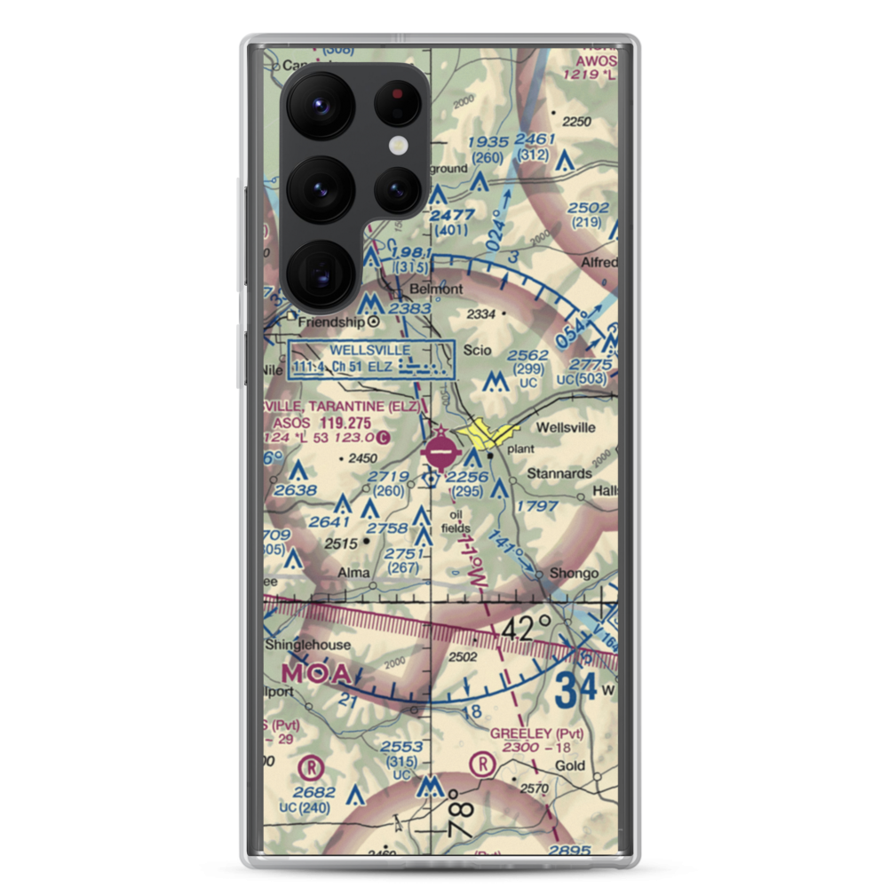 Wellsville Municipal Arpt,Tarantine Field (ELZ) VFR Sectional Samsung Case Samsung Galaxy S22 Ultra model shown