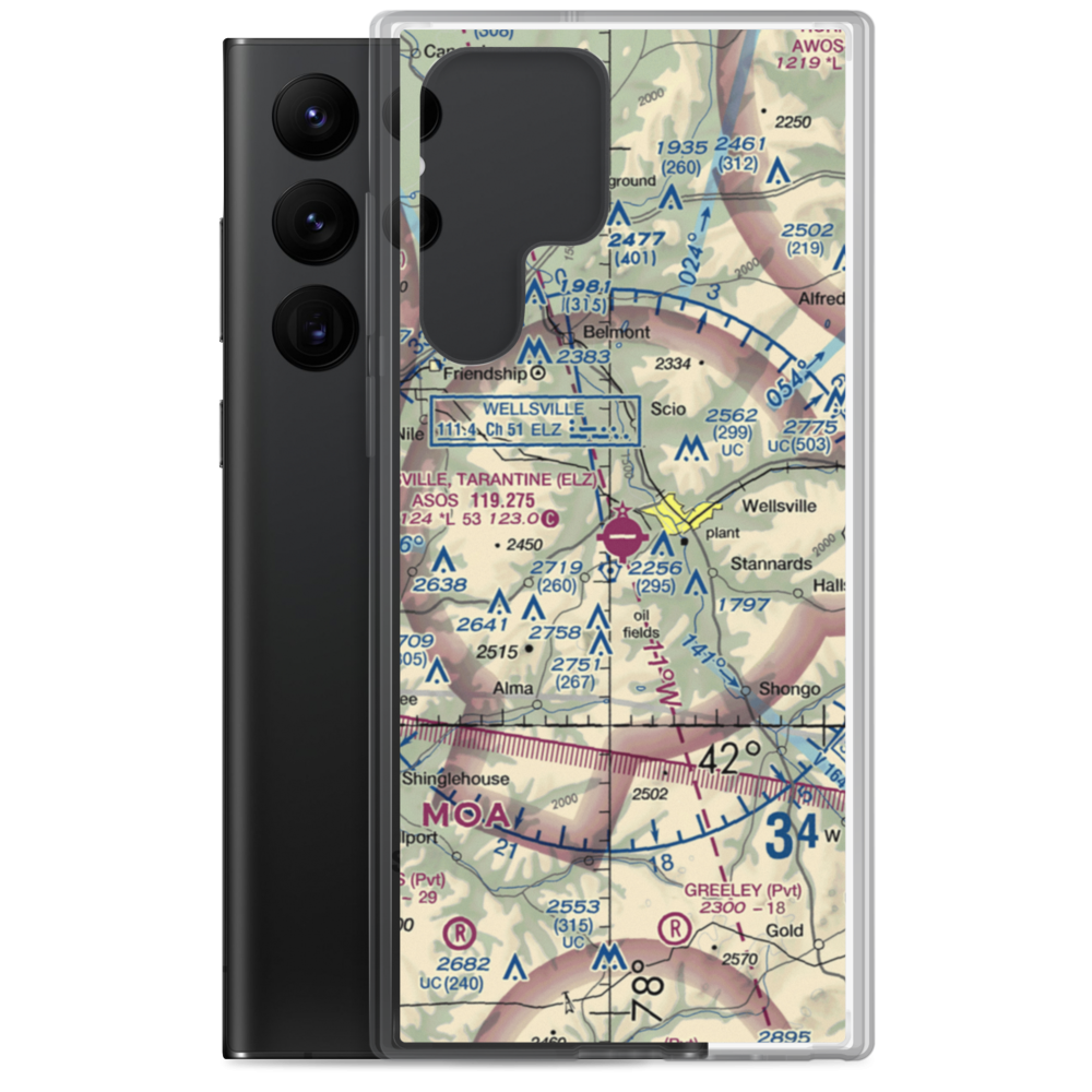 Wellsville Municipal Arpt,Tarantine Field (ELZ) VFR Sectional Samsung Case Samsung Galaxy S22 Ultra model shown
