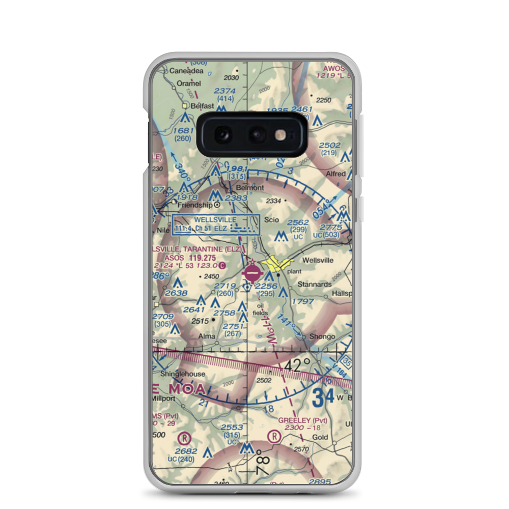 Wellsville Municipal Arpt,Tarantine Field (ELZ) VFR Sectional Samsung Case Samsung Galaxy S10e model shown
