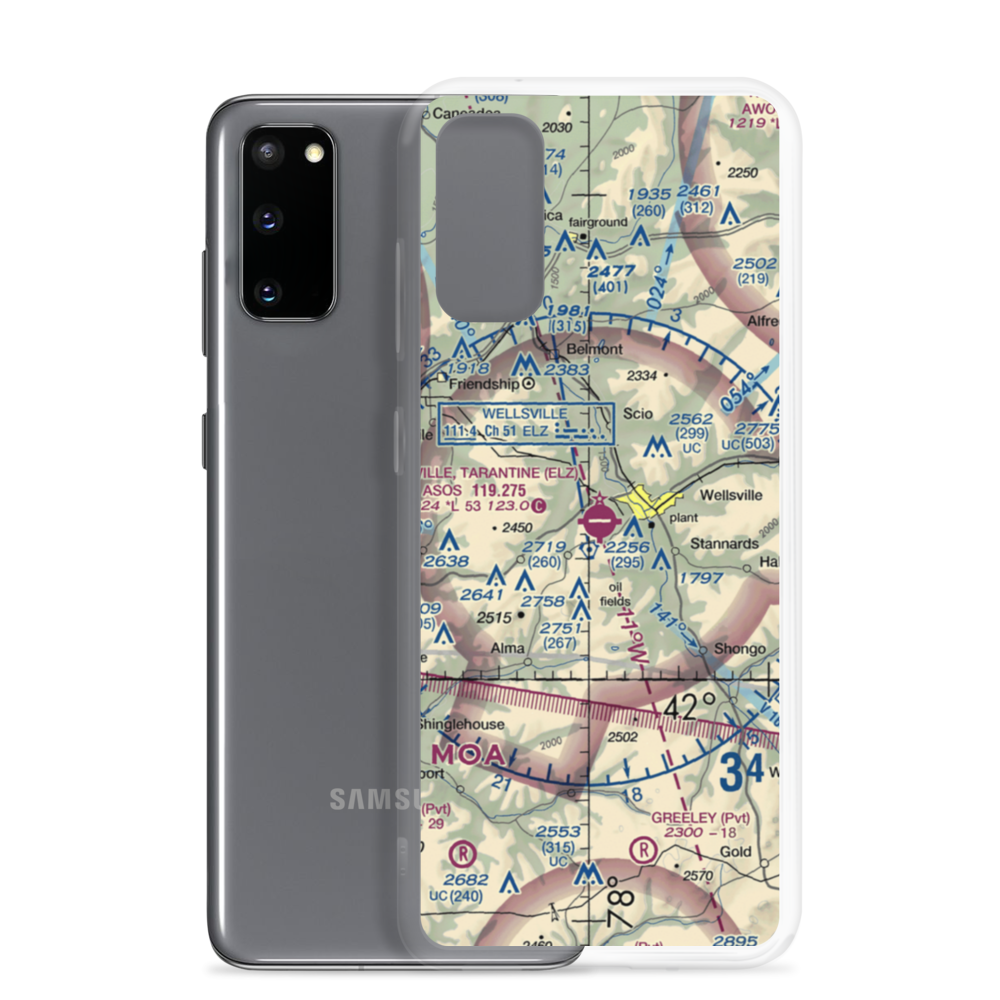 Wellsville Municipal Arpt,Tarantine Field (ELZ) VFR Sectional Samsung Case Samsung Galaxy S20 model shown