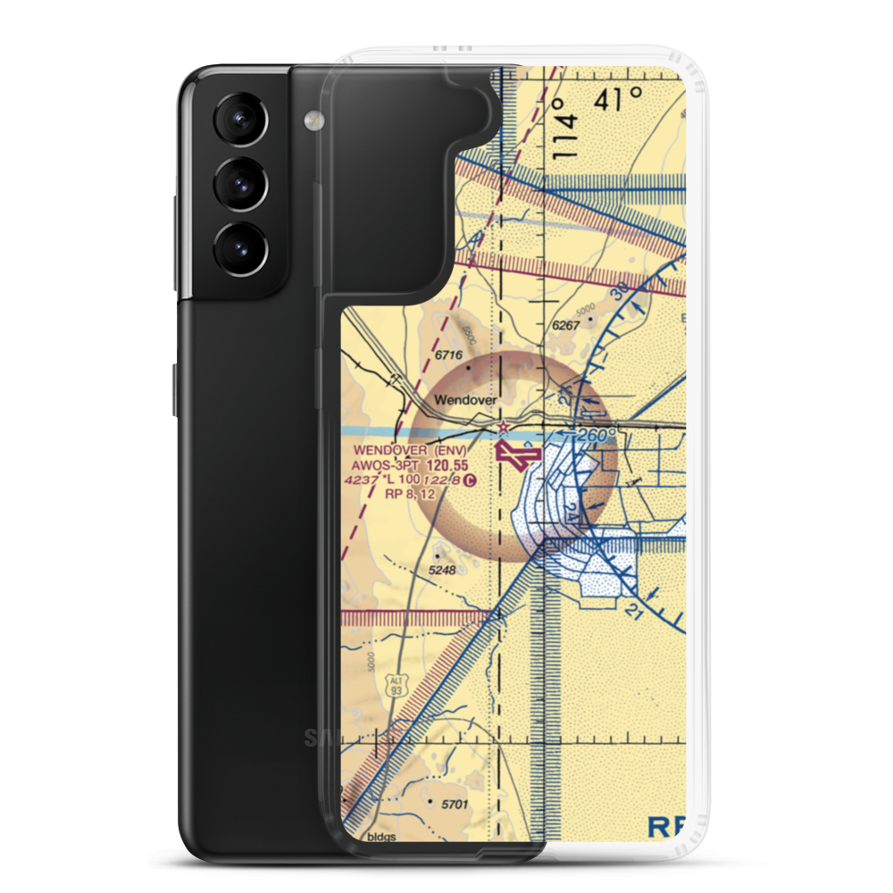 Wendover Airport (ENV) VFR Sectional Samsung Case Samsung Galaxy S21 Plus model shown
