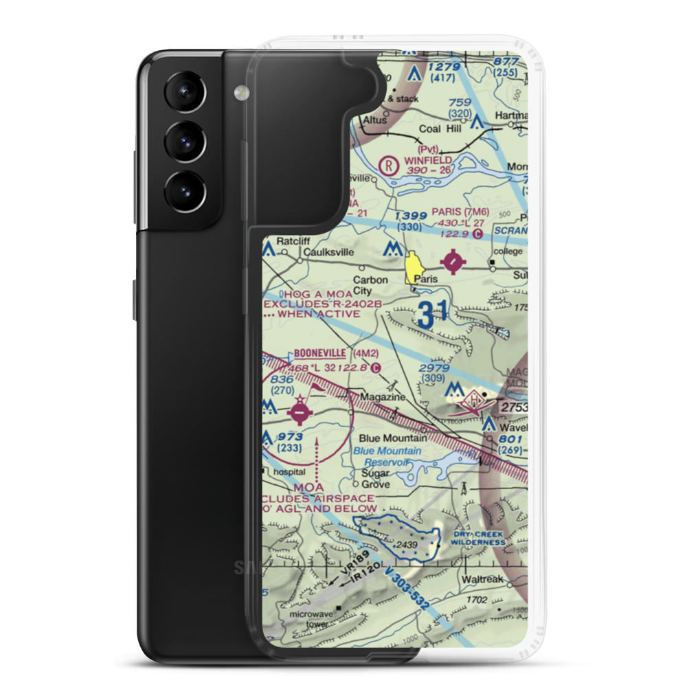 Wesson-Davis Field (AR19) VFR Sectional Samsung Case Samsung Galaxy S21 Plus model shown