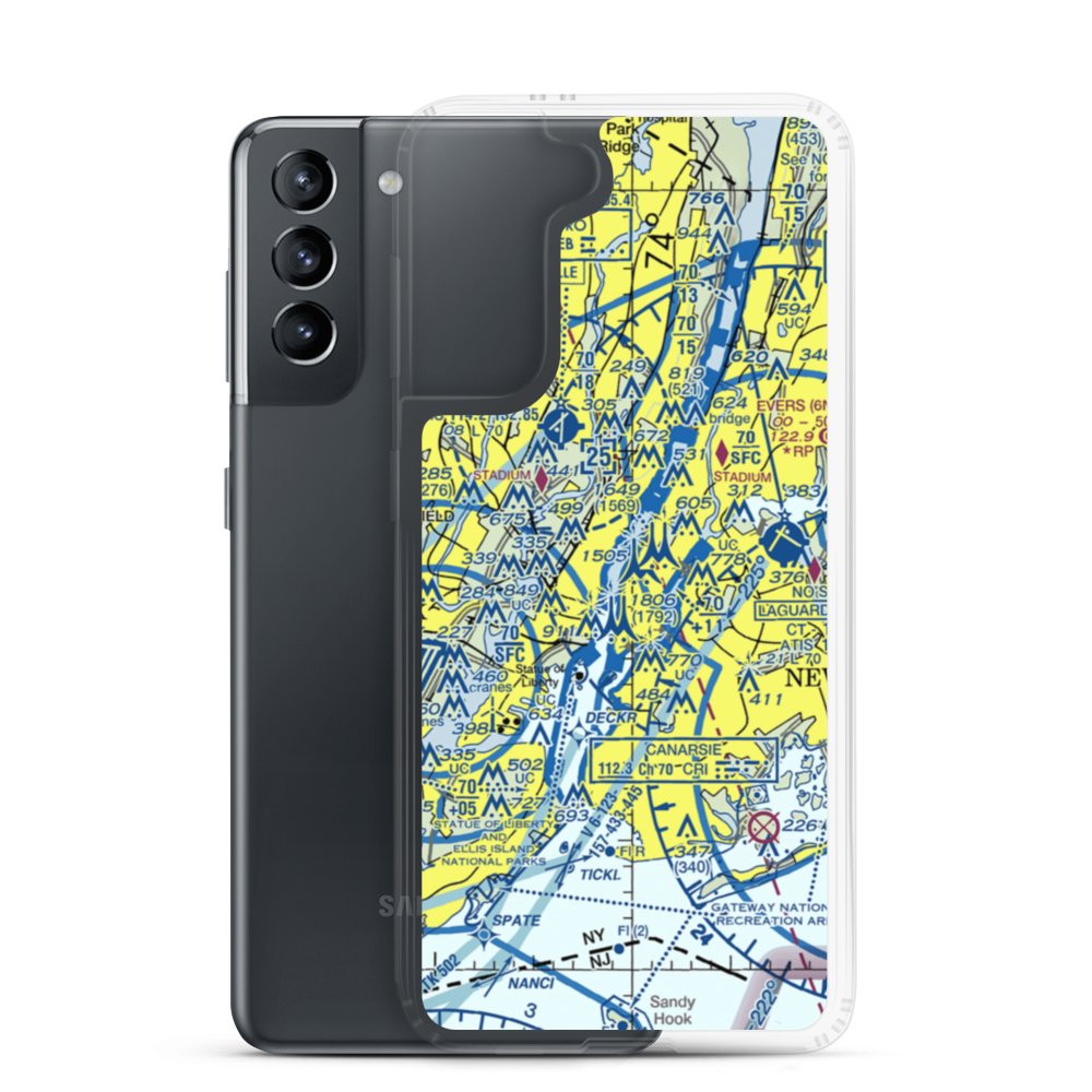 West 30th St. Heliport (JRA) VFR Sectional Samsung Case Samsung Galaxy S21 model shown