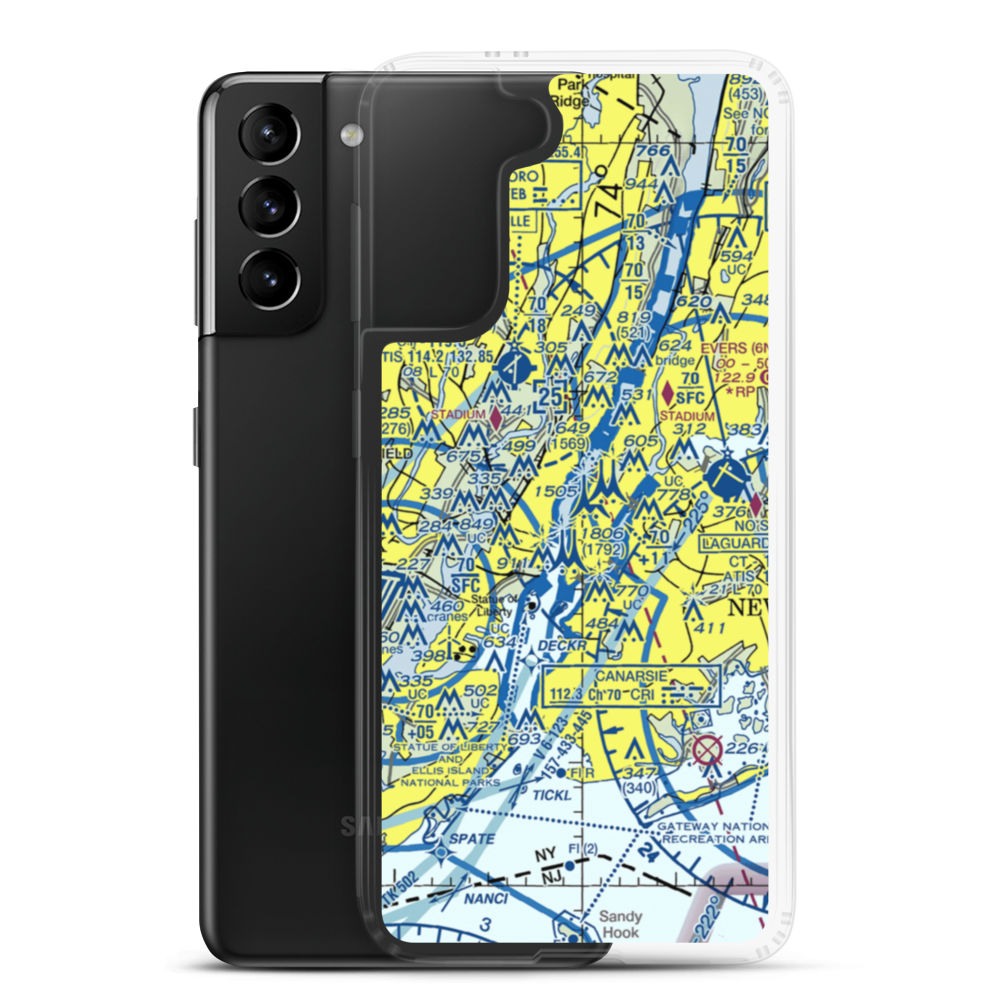 West 30th St. Heliport (JRA) VFR Sectional Samsung Case Samsung Galaxy S21 Plus model shown