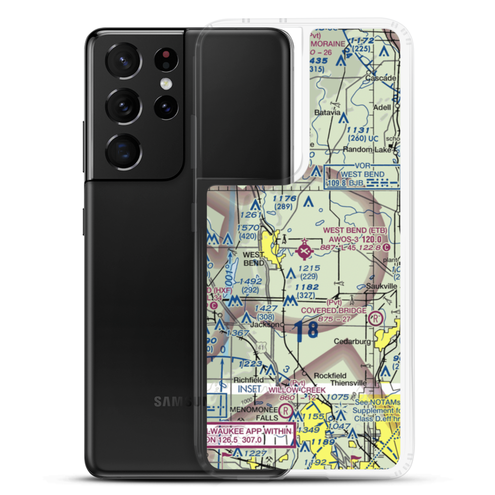 West Bend Municipal Airport (ETB) VFR Sectional Samsung Case Samsung Galaxy S21 Ultra model shown